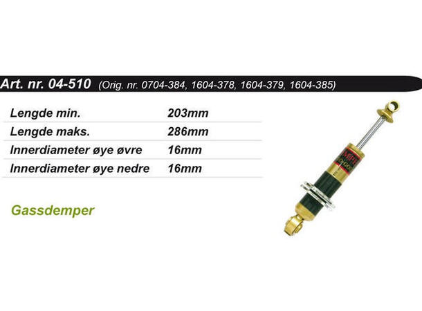 Støtdemper Arctic Cat Kimpex Gold 0704-384, 1604-378, 1604-379, 1604-385 